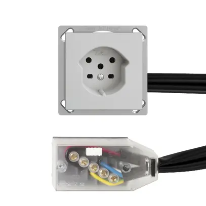 Prise INC EDIZIOdue T15 gris clair, pour câble plat Technofil 