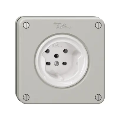 NUPU-Steckdose NEVO, 1×T15, lichtgrau 