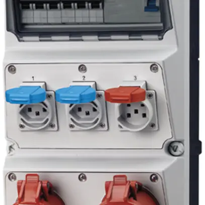 Distributeur de courant Amaxx 40A 1×FI 2×LS 2×T23 1×T25 1×CEE16/CEE32/5L gris 