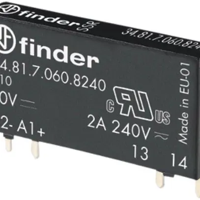 Relais semi-conducteur Finder Série 34, entrée 5VDC/7mA, sortie 240VAC/2A 