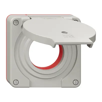 Coperchio c.coperchio ribalt.NEVO Ø42mm p.presa 1-volta ill. IP55 grc (guarn.ro) 