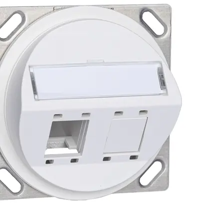 Kit montage INC R&M sortie oblique 2×cat.5e/6, blanc 