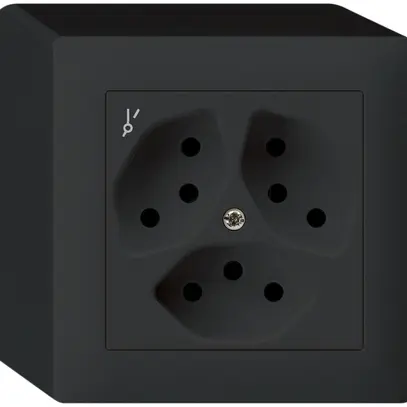 Prise AP kallysto 3×T13/1 noir avec sécurité enfants 