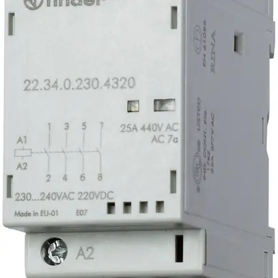 REG-Schütz Finder 22.32, 230VUC, 4S 25A/440VAC AgSnO2, LED 