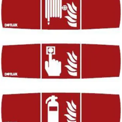 Set di pittogrammi DOTLUX 'pulsante manuale incendio' 'tubo flessi.' 'estintore' 