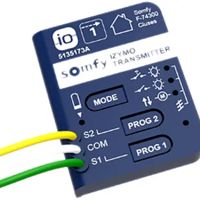 Émetteur RF INC Somfy izymo io, interface poussoir 2-canal, à piles 