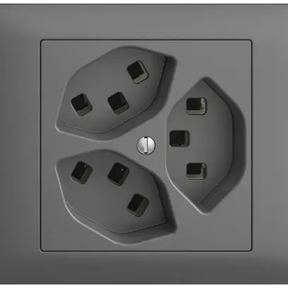 Presa INS 3×T23 16A EDIZIOdue grigio scuro, con morsetti innest. 