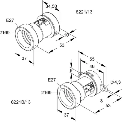 Illuminationsfassung HKL E27 SEV 13.5×5.5mm schwarz, IP44 