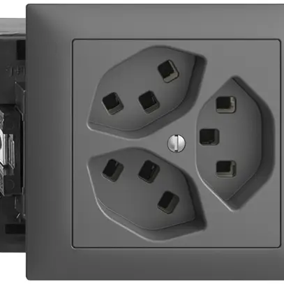 Presa INS 3×T23 16A grigio scuro 53mm EDIZIOdue con mors. innest 