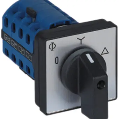 Inter.rotativo INS K&N, 40A/660V 3L, manopola ne, 64×64mm, Ø 9mm, "0-Y-∆" 