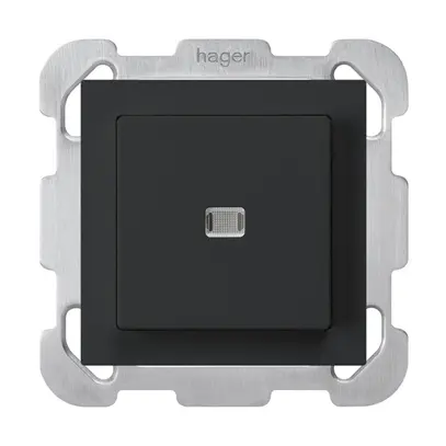 Interrupteur poussoir lumineux ENC kallysto 3/2P noir avec plaque de fixation 