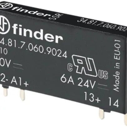 Relais semi-conducteur Finder Série 34, entrée 24VDC/7mA, sortie 24VDC/6A 