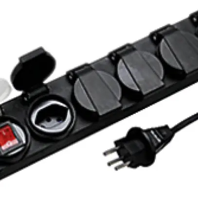 Presa multipla STEBA DRY 5×T13 con interrutore 3m nero IP21 