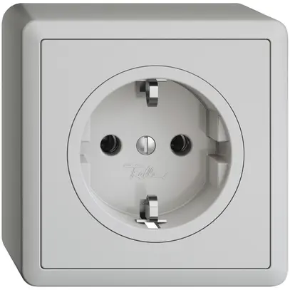 Presa AP Feller EDIZIOdue Schuko 16A 230V 74×74mm grigio chiaro 