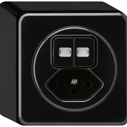 AP-Kombination beleuchtet basico 2×AR/1L+Typ 13 schwarz 2 Linsen 