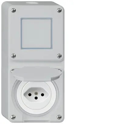 AP-Kombination Hager robusto I-I vertikal 3/1L+Typ 13, grau 