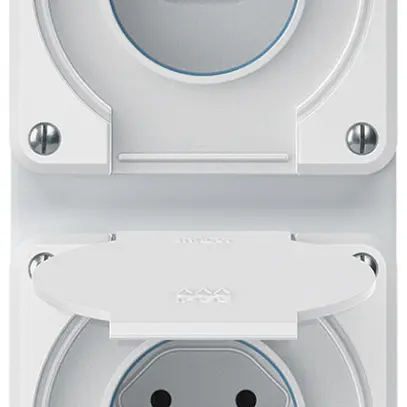 Combinazione INC robusto 2×1, 2×presa T13 IP55 bianco 