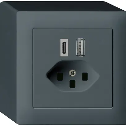 Presa di carica USB AP kallysto 18W PD 1×tipo A 1×tipo C T23 antracite 