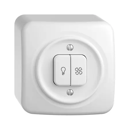 Interrupteur p.lumière+ventilat.AP STANDARDdue blanc, contrôle, LED jaune 