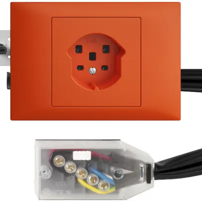 Presa INS EDIZIOdue T25 arancione 45…69mm per cavo piatto Technofil 