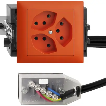 Presa INS EDIZIOdue 3×T13 L1 arancione 49…69mm per cavo Technofil 