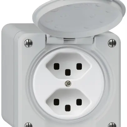 Prise AP robusto 2×type 23 gris 