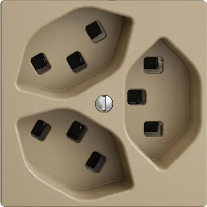 Presa EDIZIOdue 3×T23 sand 16A, con morsetti innest. 