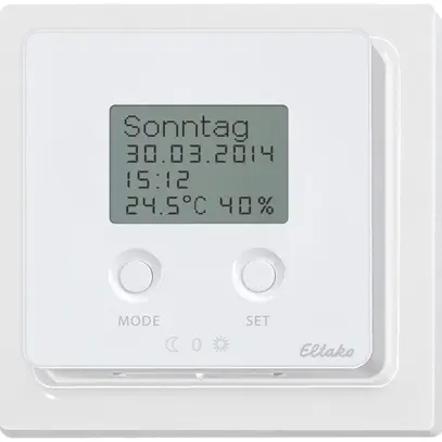 Thermo-/hygrostat à horloge AP Eltako FUTH65D RF, blanc pur 