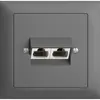 Prise INC 2×RJ45/u 4P sép.EDIZIOdue gris foncé, ITplus 