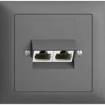 Prise INC 2×RJ45/u 4P sép.EDIZIOdue gris foncé, ITplus 