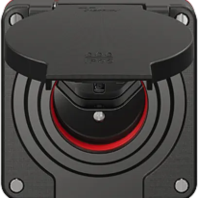 Presa NEVO N.CO 1×T23, IP55 secondo SN 441011, c.guarnizione rossa, nero 