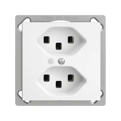 EB-Steckdose 2×T23 16A EDIZIOdue weiss mit LED grün, Steckklemme 