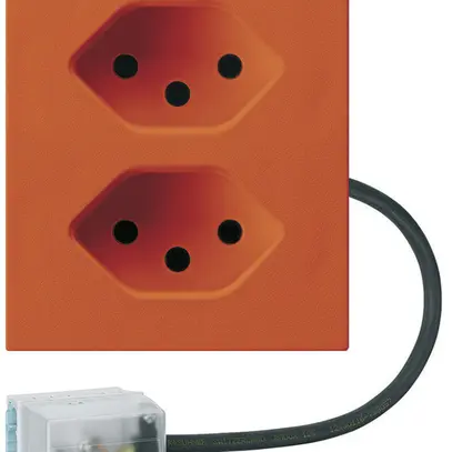 Prise INC 2×type 13 Hager FLF pour câble plat Ecobus power L2 orange 