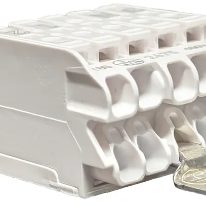 Borne de connexion 5P 0.5…2.5mm² étrier de mise à terre inscription bc 