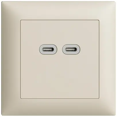 Presa INC USB 18W 2×tipo C Feller EDIZIOdue FMI 230V 3600mA crema 