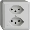 Prise AP EDIZIOdue 2×T13 gris clair, 1×S 