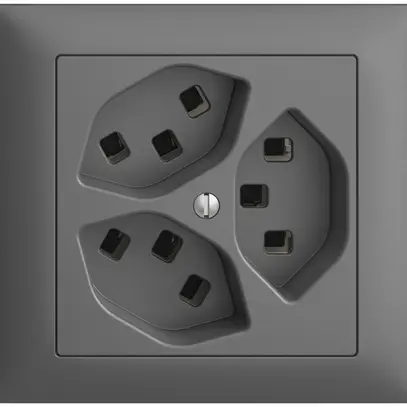 Prise INC 3×T23 16A EDIZIOdue gris foncé, avec bornes enf. 