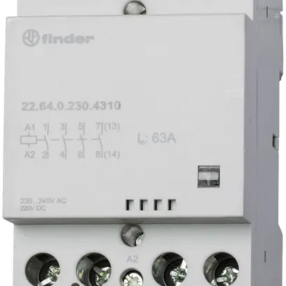 REG-Schütz Finder 22.64, 3S+1Ö 63A/120VUC AgSnO2, Anzeige, 3TE 