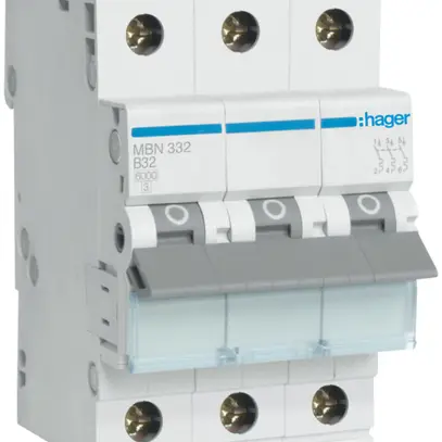 Disjoncteur Hager MCB 3P 415V type B 32A Icn 6kA 3UM 