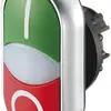 Pulsante doppio ETN RMQ piatto START/STOP verde/rosso, anello cromato 