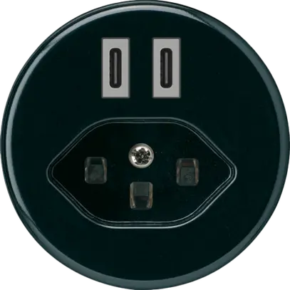 Prise de charge USB Hager basico C-C 20W+T23 5V noir 