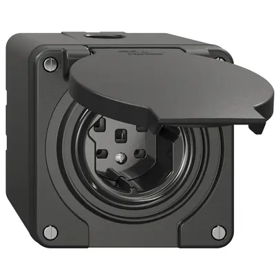 Prise NAP NEVO, 1×T25, IP21, noir 