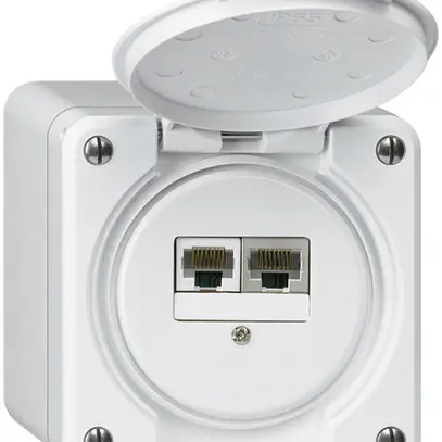 Scatola di raccordo AP robusto IP55 bianco 1×RJ45/s 1×RJ45/u separate 