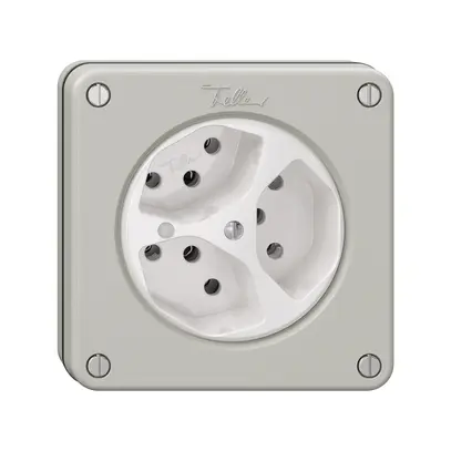 Prise NUPU NEVO, 3×T13, a.LED, gris clair 