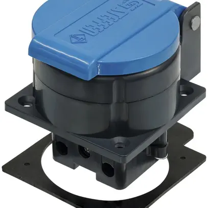 EB-Steckdose Steffen T13 IP55 10A 250V, anthrazit/Deckel hellblau 
