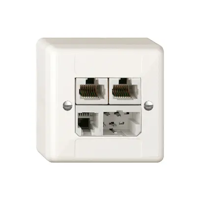 Presa AP T+T/2×RJ45/RJ11/u ADSL ITplus bianco 
