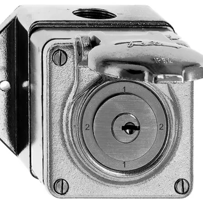 AP-Drehschalter nass 3/1P Al natur mit Sicherheitsschloss 