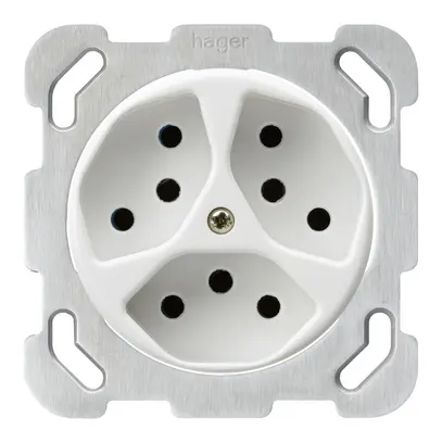 Insert pour prise ENC basico 3×type 13 avec plaque de fixation blanc 