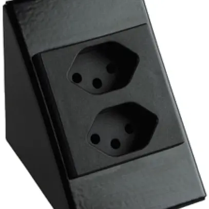 Presa AP 2×tipo 13 KODEX 10A 250V con cavo 1.3m métallo nero 