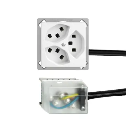 Prise INC 3×T23 16A blanc L2 EDIZIOdue pour Ecobus power 